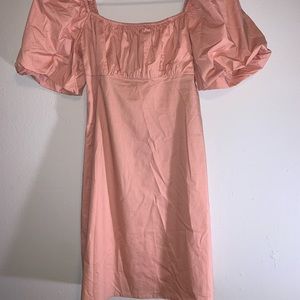 Poplin puff-sleeve mini dress